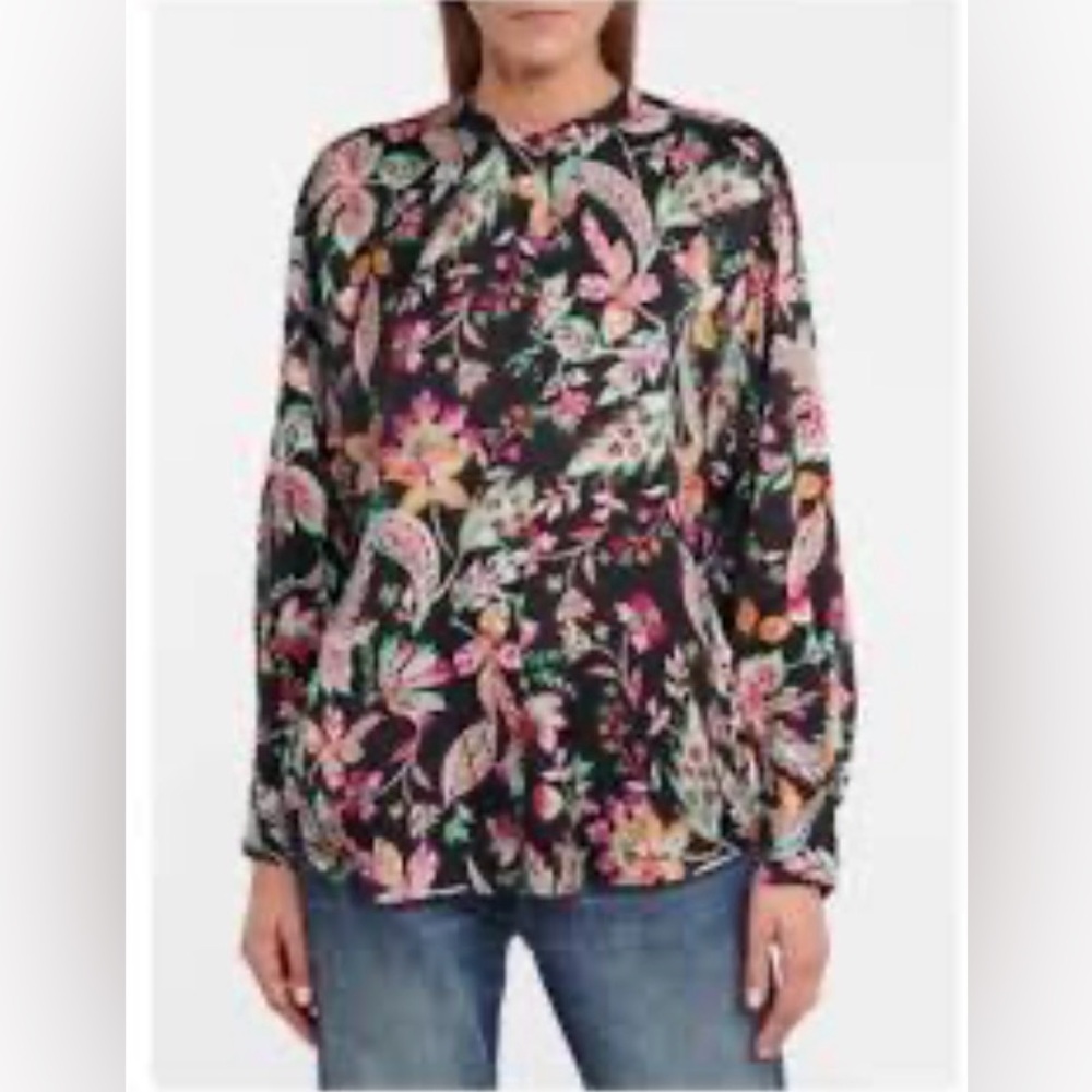 Isabel Marant Black Floral Paisley Long-Sleeve Blouse